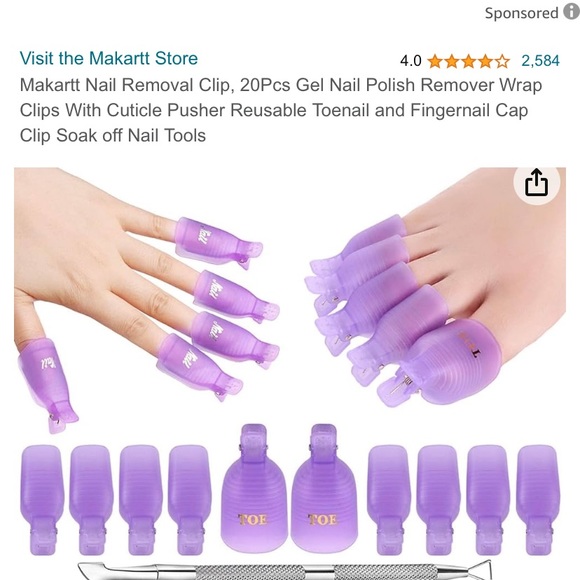 New Purple 10 piece Gel/Shellac Nail Polish Remover Clips - Picture 2 of 3